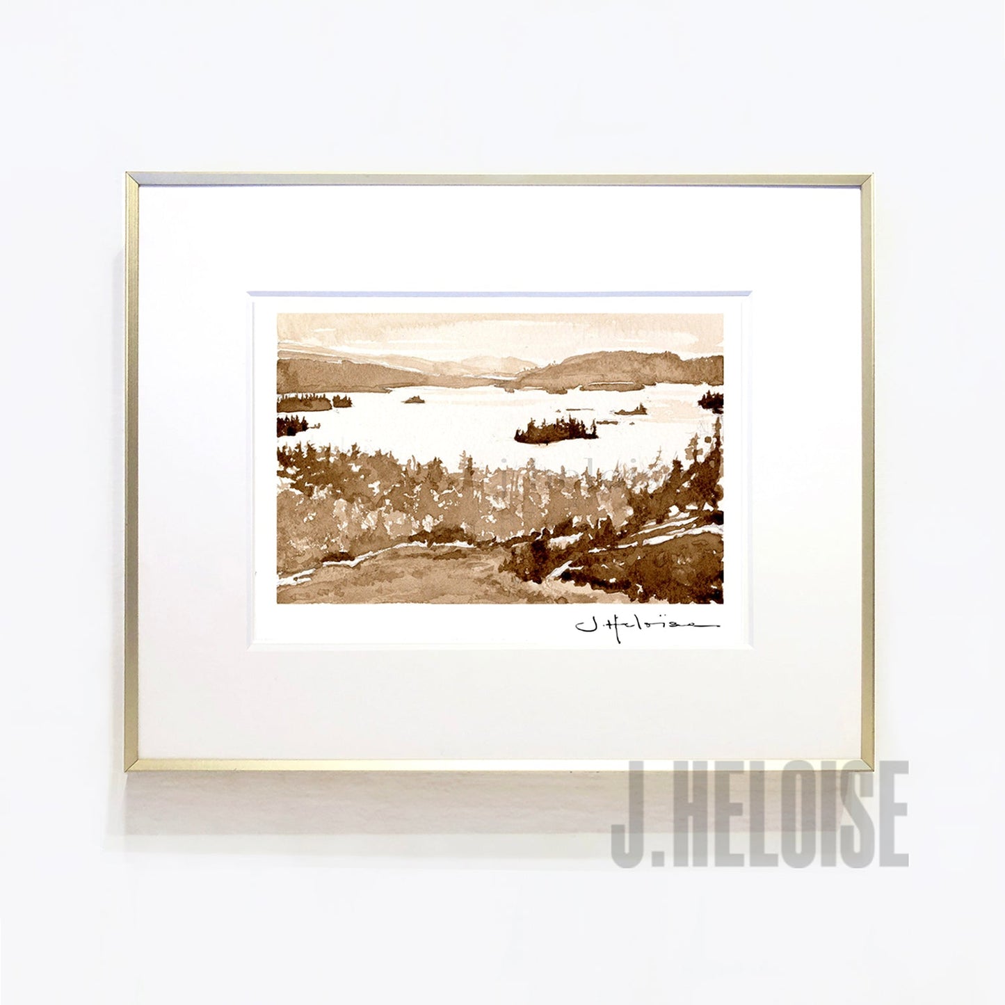 Blue Mountain Lake Landscape - MINI Art Print - J.Heloise